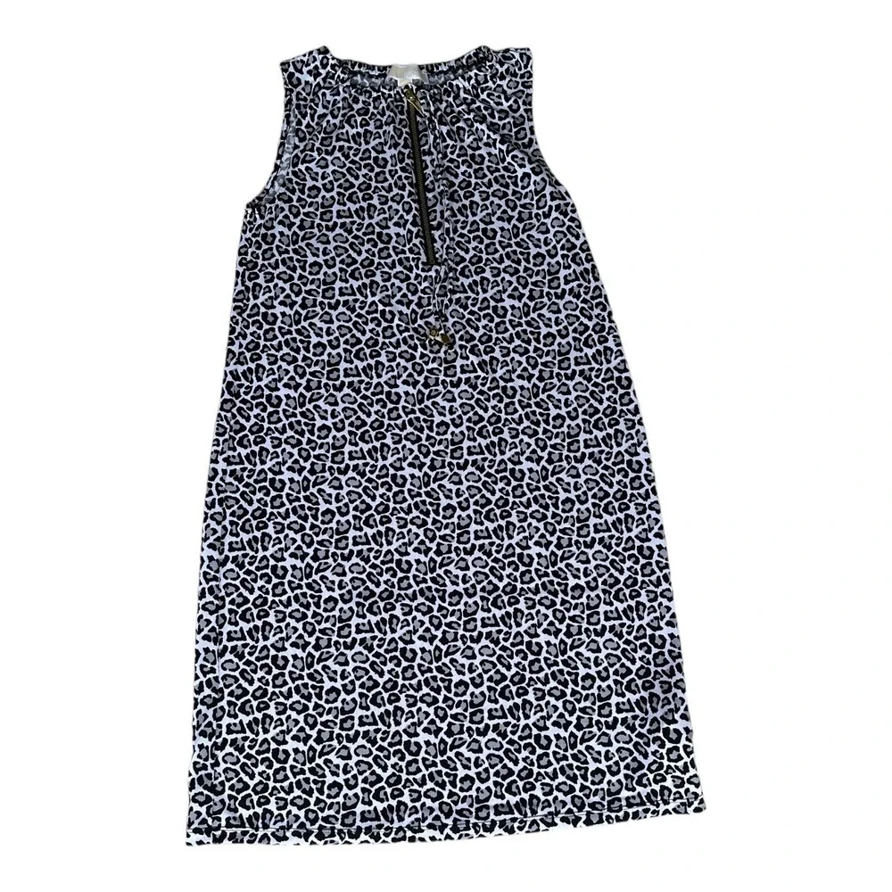 Michael‎ Kors Women Sleeveless Casual Dress BLACK White Print TASSEL Size XS